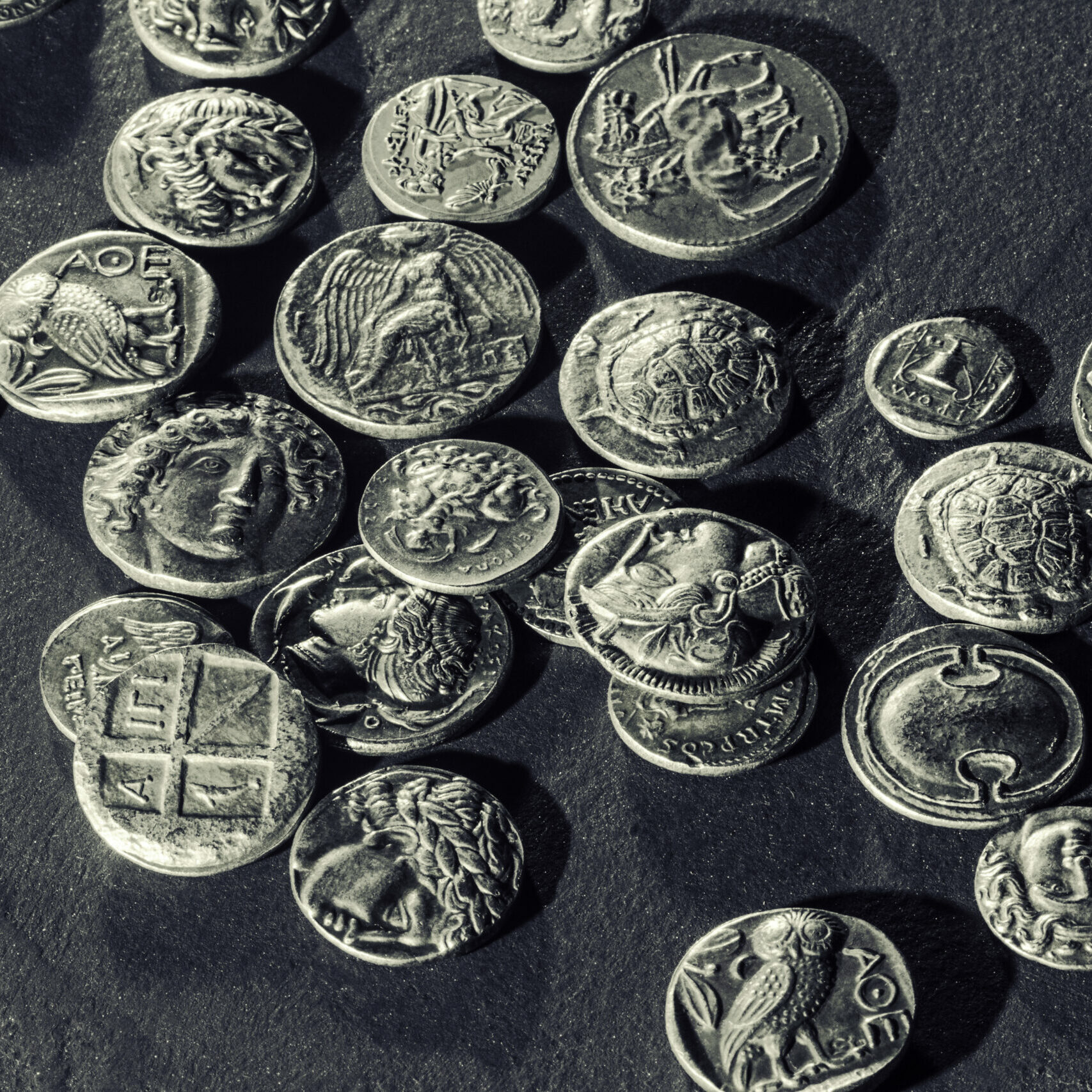 Pile of Ancient Silver Coins